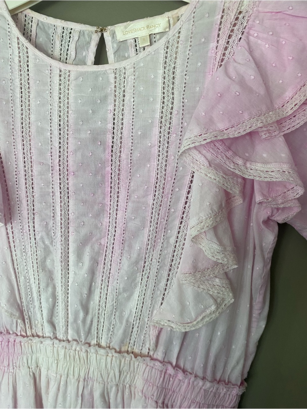 LOVESHACKFANCY 💖 Natasha Dress Island Peony Pink Hand Tie Dye Ruffle Coquette S - Picture 7 of 12